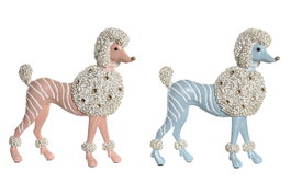 DKD Home Decor Figura de Perro Caniche en Resina, Pack de 2 Surtido Azul y Rosa
