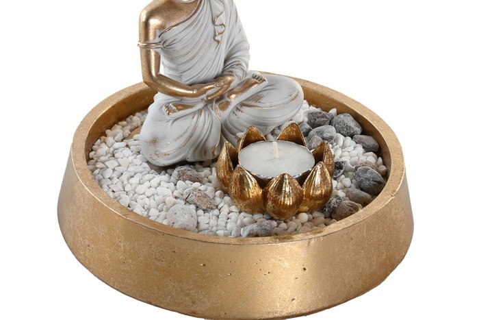 DKD Home Decor Figura Buda Tulipa en Resina y Cristal, Surtido de 2 Unidades