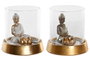 DKD Home Decor Figura Buda Tulipa en Resina y Cristal, Surtido de 2 Unidades