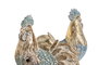 DKD Home Decor Set de 2 Figuras de Gallo en Resina Acabado Decapé, Azul y Turquesa