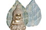 DKD Home Decor Figura Buda Decapé, Set de 2 Unidades, Resina Azul y Turquesa