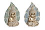 DKD Home Decor Figura Buda Decapé, Set de 2 Unidades, Resina Azul y Turquesa