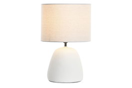 DKD Home Decor Lámpara de Sobremesa Urban, Blanco Dorado, 28 x69cm, Con pantalla de tela, bombilla E27 no incluida