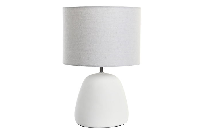 DKD Home Decor Lámpara de Sobremesa Urban, Blanco Dorado, 28 x69cm, Con pantalla de tela, bombilla E27 no incluida