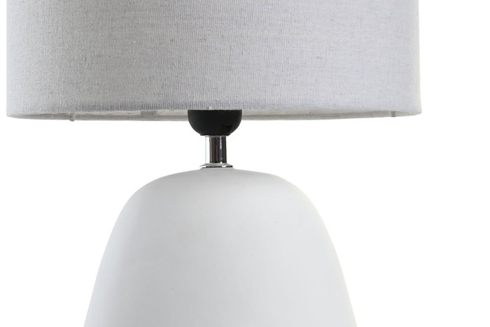 DKD Home Decor Lámpara de Sobremesa Urban, Blanco Dorado, 28 x69cm, Con pantalla de tela, bombilla E27 no incluida