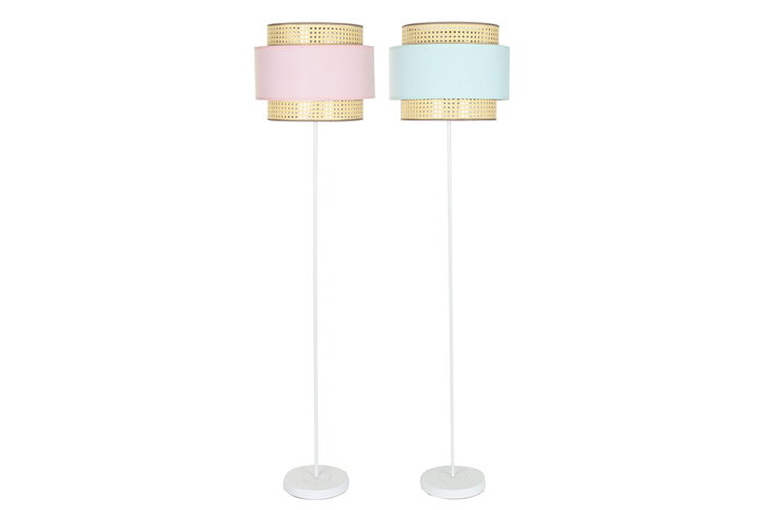 DKD Home Decor Lámpara Pie Rosamary Urban Rosa Verde Jade Metal Poliester 38 x 154 x 38 cm (2 Unidades) E27