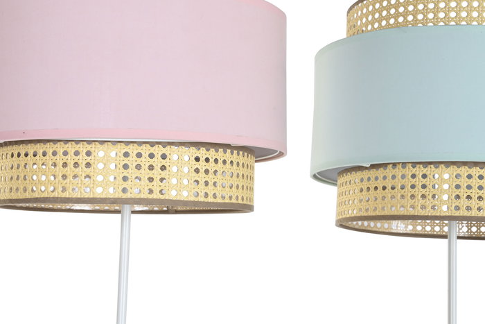 DKD Home Decor Lámpara Pie Rosamary Urban Rosa Verde Jade Metal Poliester 38 x 154 x 38 cm (2 Unidades) E27