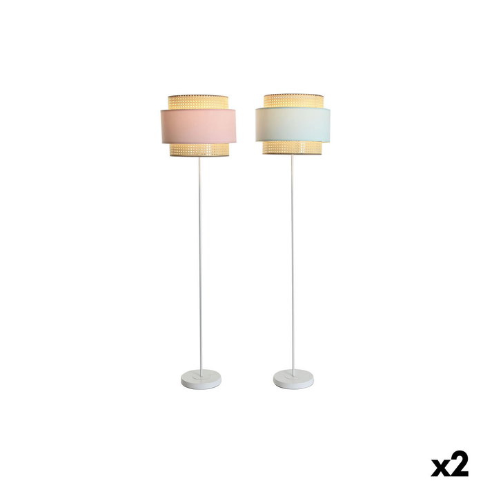 DKD Home Decor Lámpara de Pie ROSAMARY Rosa y Verde Jade E27 2 Piezas