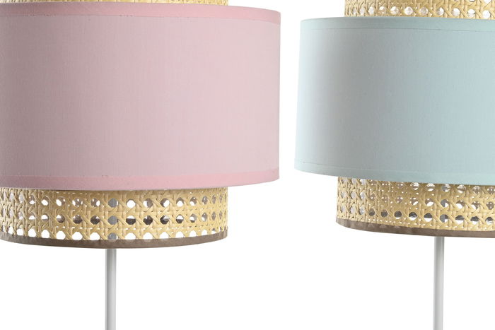 DKD Home Decor Lámpara Sobremesa Urban Colección Rosamary Verde Jade Rosa Palo Metal Poliéster 26 x 55 x 26 cm (2 Unidades)