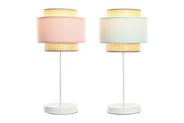 DKD Home Decor Lámpara Sobremesa Urban Colección Rosamary Verde Jade Rosa Palo Metal Poliéster 26 x 55 x 26 cm (2 Unidades)