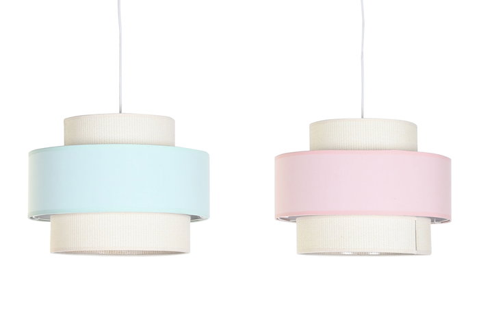 DKD Home Decor Lámpara Techo Urban Verde Jade Rosa Palo 40x30x40 cm