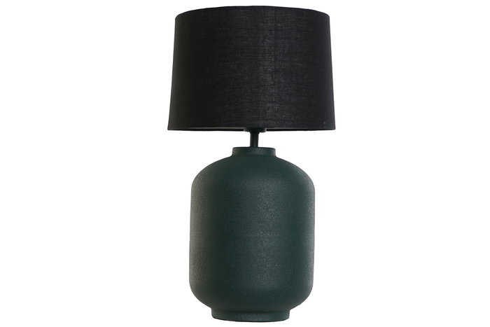 DKD Home Decor Lámpara de Sobremesa Colonial de Hierro y Poliéster Azul Petróleo y Negro 30x30x53 cm