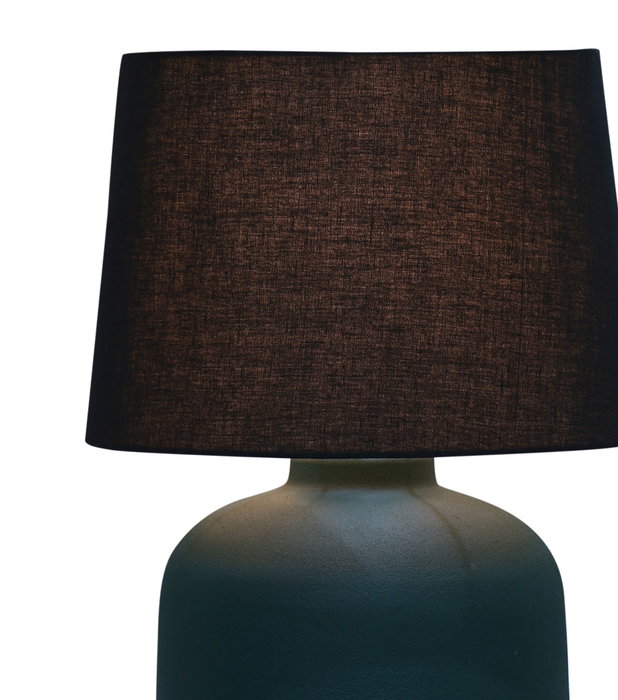 DKD Home Decor Lámpara de Sobremesa Colonial de Hierro y Poliéster Azul Petróleo y Negro 30x30x53 cm