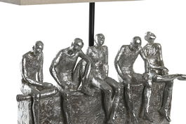 DKD Home Decor Lámpara Sobremesa Moderno Plateado Beige 21.5 x 43 x 36 cm