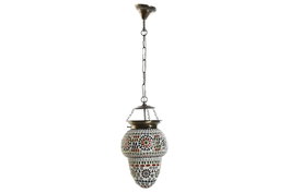 DKD Home Decor Lámpara de Techo de Cristal y Metal con Mosaico