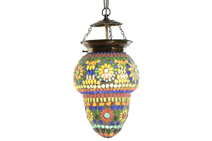 DKD Home Decor Lámpara de Techo de Cristal y Metal con Mosaico