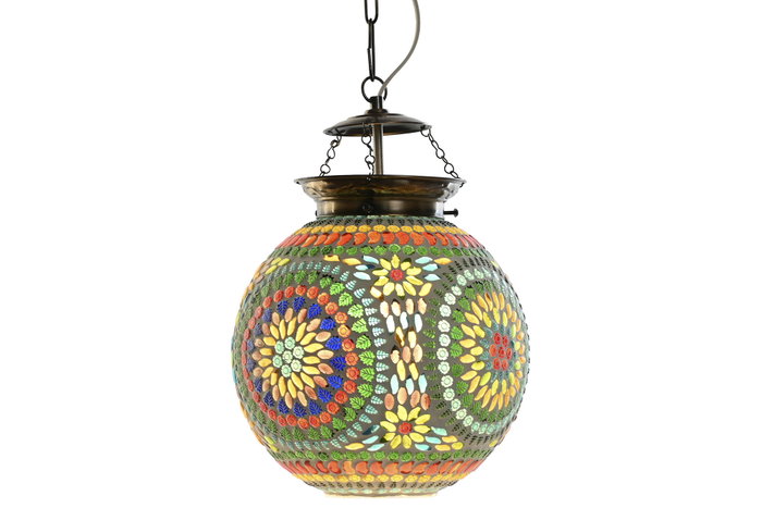 DKD Home Decor Lámpara de Techo Mosaico Multicolor Cristal y Metal