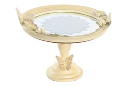 DKD Home Decor Centro de Mesa de Resina y Espejo con Mariposas, Beige