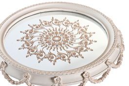 DKD Home Decor Centro de Mesa Neoclásico Blanco Dorado Resina Espejo 24.5 x 20 x 24.5 cm