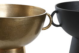 DKD Home Decor Jarrón Moderno Negro Dorado Aluminio 34 x 28 x 26 cm (2 Unidades)