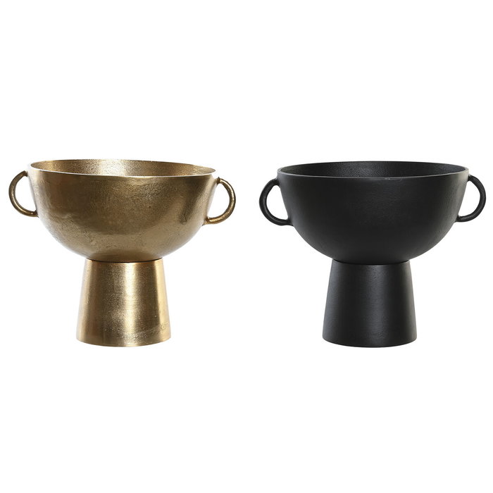 DKD Home Decor Jarrón de Aluminio Negro y Dorado Surtido de 2 Piezas