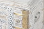 DKD Home Decor Baúl Indio Blanco Dorado 40 x 45 x 80 cm Mango y Metal Hecho a Mano