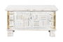 DKD Home Decor Baúl Indio Blanco Dorado 40 x 45 x 80 cm Mango y Metal Hecho a Mano