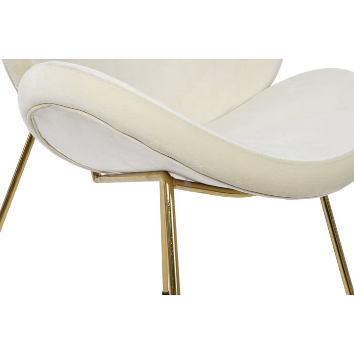 DKD Home Decor Silla de Terciopelo Beige y Dorado