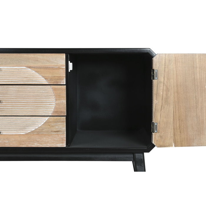 DKD Home Decor Mueble TV de Madera Negro 120x50x58