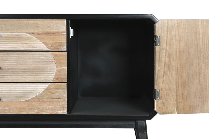 DKD Home Decor Mueble TV Moderno Negro Natural 120 x 58 x 50 cm
