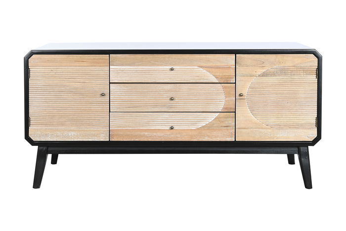 DKD Home Decor Mueble TV Moderno Negro Natural 120 x 58 x 50 cm
