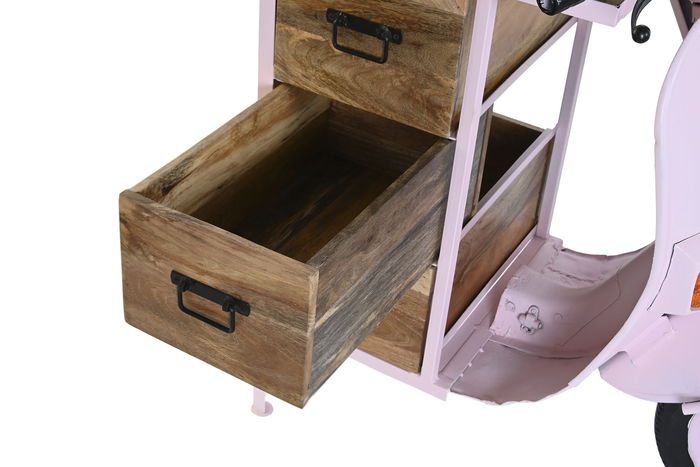 DKD Home Decor Cajonera Shabby Rosa Palo y Natural Metal y Mango 68 x 105 x 100 cm