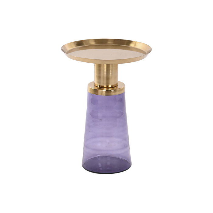 DKD Home Decor Mesita Auxiliar de Cristal y Hierro Azul y Dorado