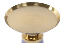 DKD Home Decor Mesita Auxiliar Moderno Azul Dorado Hierro Cristal 37 x 50 x 37 cm