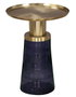 DKD Home Decor Mesita Auxiliar de Cristal y Hierro Azul y Dorado