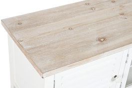 DKD Home Decor Mueble TV Tradicional Blanco Natural Abeto MDF 120 x 40 x 45 cm