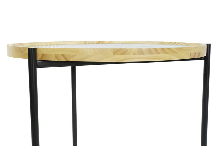 DKD Home Decor Set de 2 Mesitas Auxiliares de Cristal y Metal