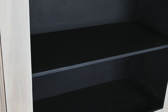 DKD Home Decor Vitrina Sixties Gris Negro 177 x 40 x 180 cm con 6 Puertas y 8 Estanterías