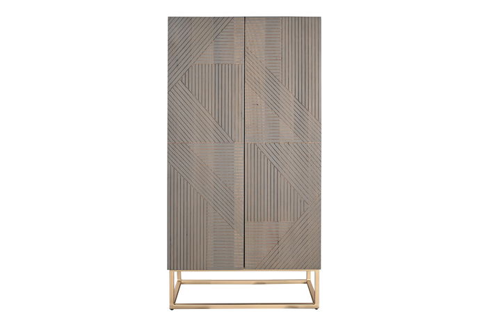 DKD Home Decor Armario Moderno Gris Oscuro Dorado Madera Jamun 70 x 140 x 38 cm