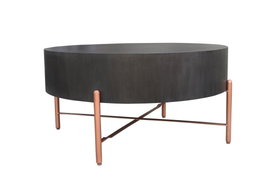 DKD Home Decor Mesa de Centro de Mango y Metal Negro 90x90x45 cm
