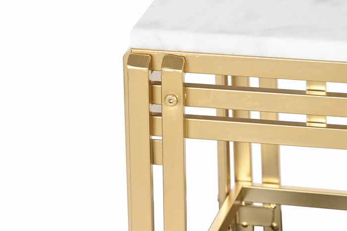 DKD Home Decor Mesa Centro Glam Dorado Blanco Metal Marmol 80 x 40 x 40 cm