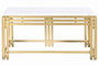 DKD Home Decor Mesa Centro Glam Dorado Blanco Metal Marmol 80 x 40 x 40 cm