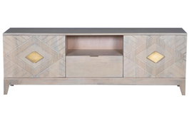 DKD Home Decor Mueble TV Mango y Metal Rombo Beige 175x40x60
