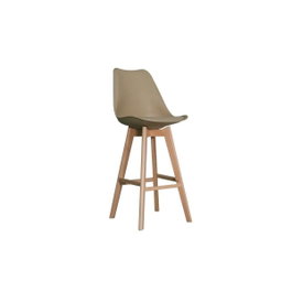 DKD Home Decor Taburete de Haya y PU Beige