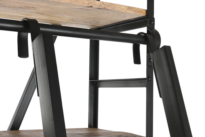 DKD Home Decor Estanteria Loft Natural Negro Metal Mango 47 x 220 x 75 cm