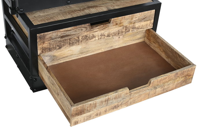 DKD Home Decor Estanteria Loft Natural Negro Metal Mango 47 x 220 x 75 cm