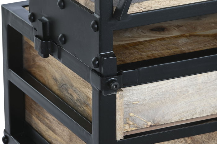 DKD Home Decor Estanteria Loft Natural Negro Metal Mango 47 x 220 x 75 cm