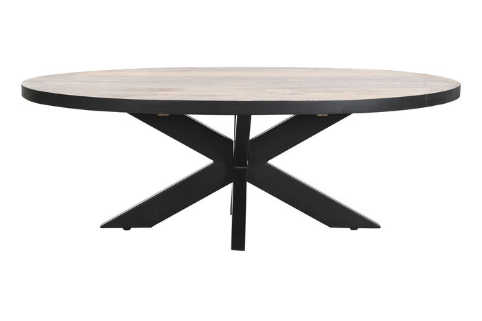 DKD Home Decor Mesa Centro Loft Natural Negro Metal Mango 70 x 45 x 130 cm