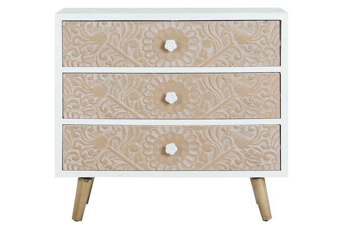 Cajonera Arabe DKD Home Decor Blanco Marron 38 x 71 x 80 cm
