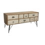 DKD Home Decor Mueble TV Abeto y Metal Tallado Natural 120x40x61